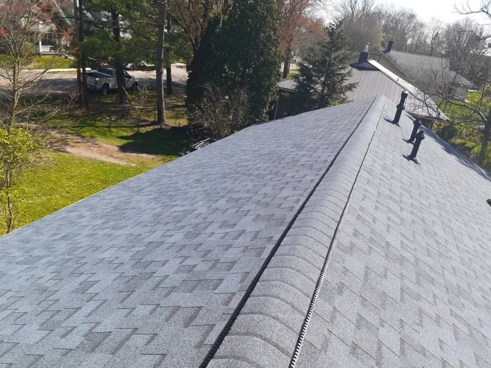 The finished ridge and slope, looking out toward the street, Yellow Springs, Ohio.